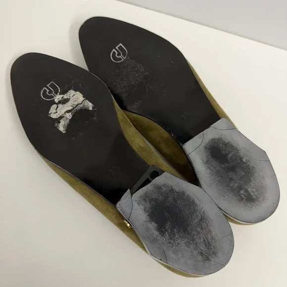 Vintage Charles Jourdan Suede Shoes Olive Green Needs TLC 7 1/2 M - Picture 9 of 10